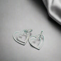 18K T Double Heart Diamond Earrings
