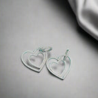 18K T Double Heart Diamond Earrings