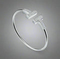18K T Wide Diamond Wire Bracelet