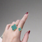 18K Magic Alhambra Malachite Clover Ring