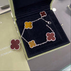 18K Lucky Carnelian and Tigers Eye Alhambra Bracelet
