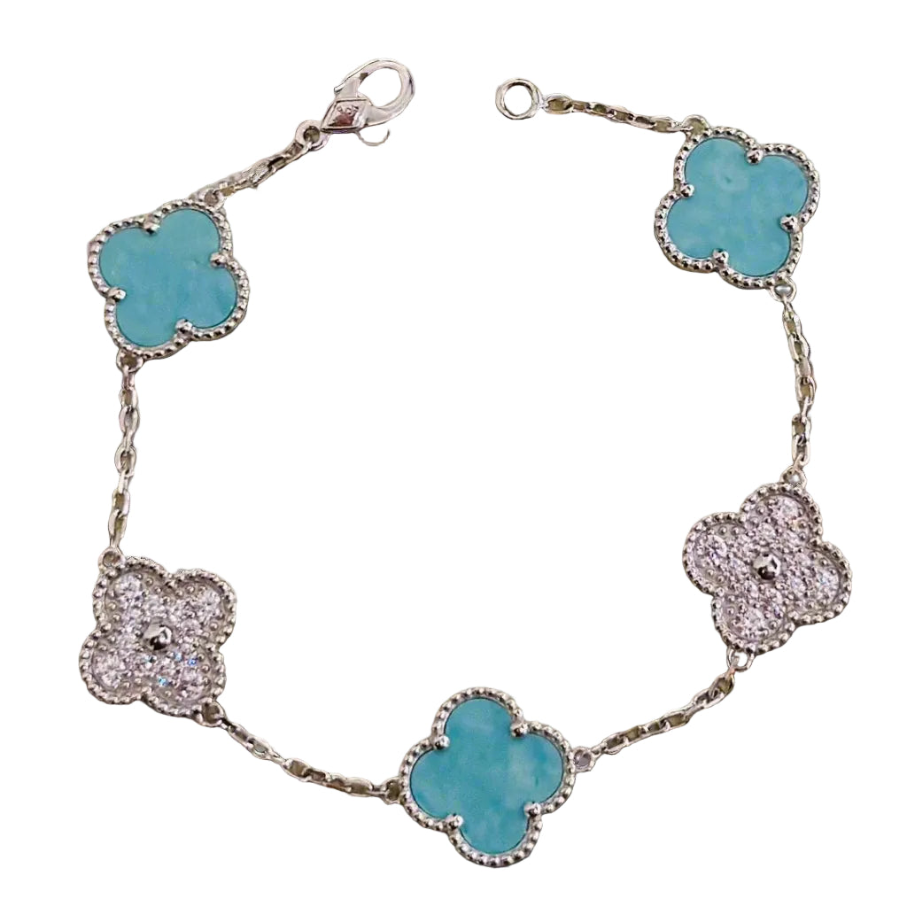 18K Vintage Alhambra Five Motifs Agate Bracelet