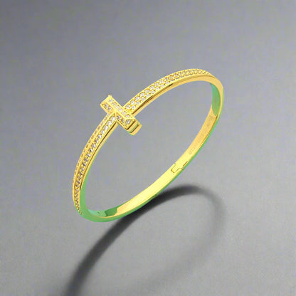 18K T1 Wide Diamond Bangle Bracelet