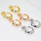 18K T Hoop Earrings