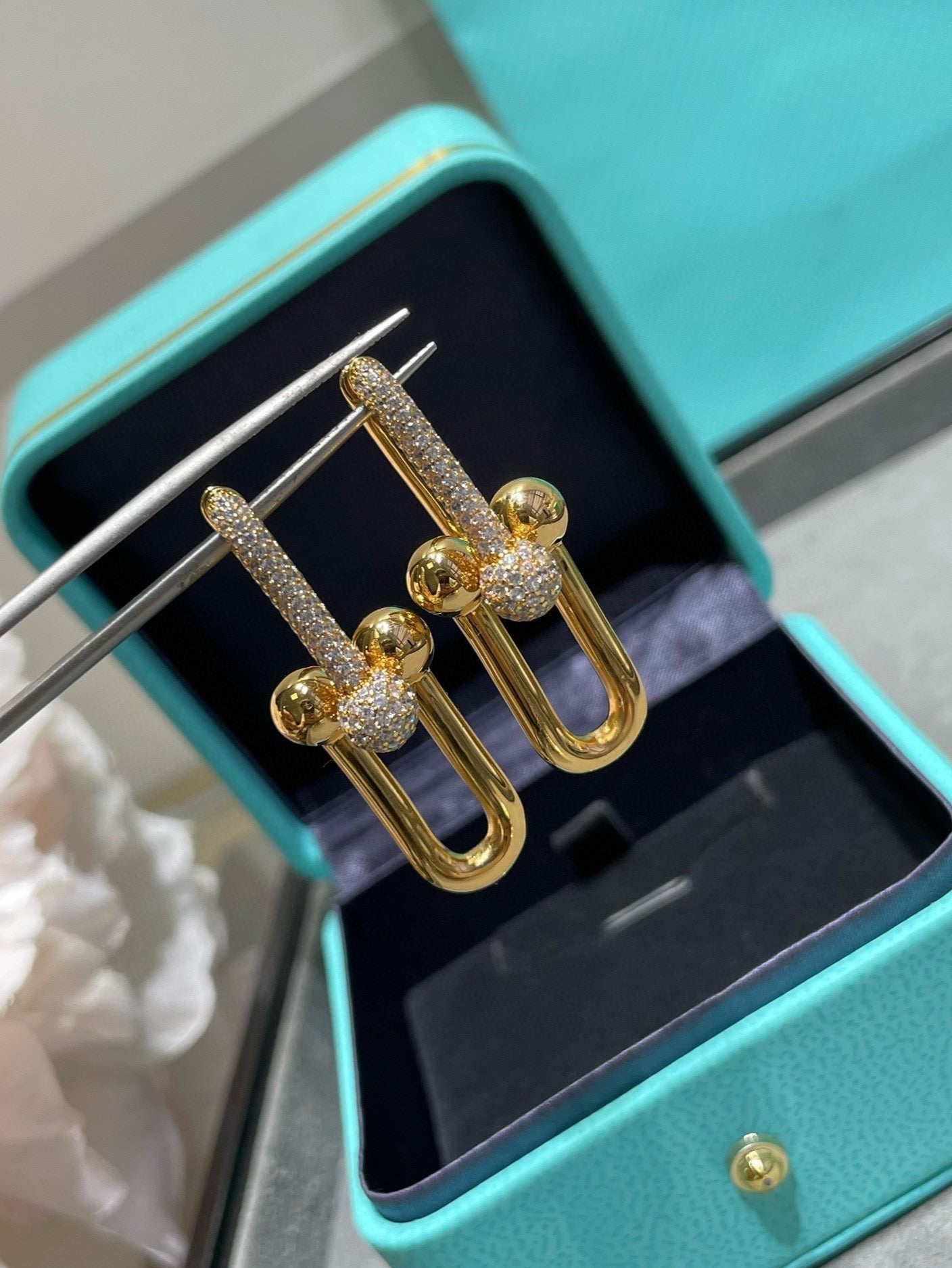 18K T HardWear Large Link Diamonds Earrings