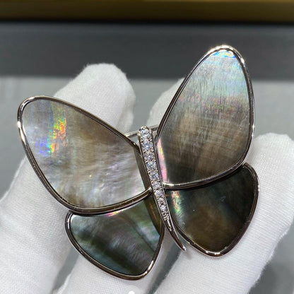 18K Grey Fritillary Butterfly Brooch