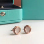 18K T Mother-of-pearl Circle Earrings