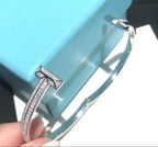 18K T1 Wide Diamond Hinged Bangle Bracelet