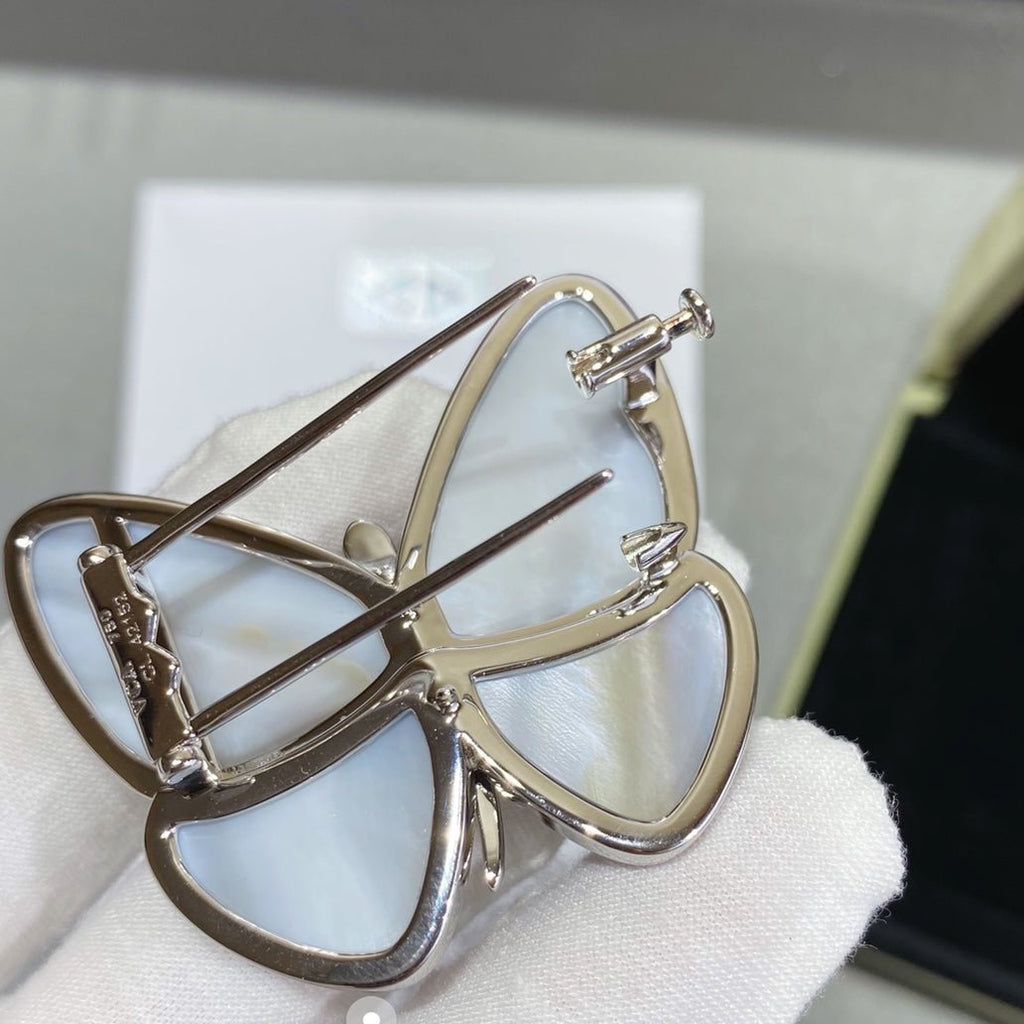 18K Grey Fritillary Butterfly Brooch