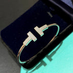 18K T Wide Diamond Wire Bracelet