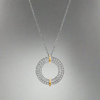 18K T Edge Circle Diamond Pendant Necklace